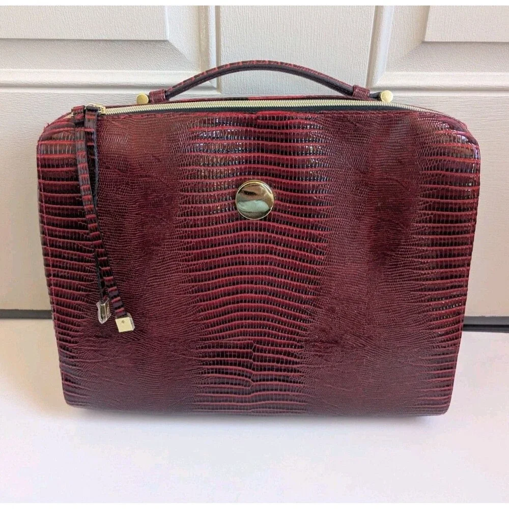 Estee Lauder Red MakeUp Tote Bag Travel Faux Alligator Skin Embrossed